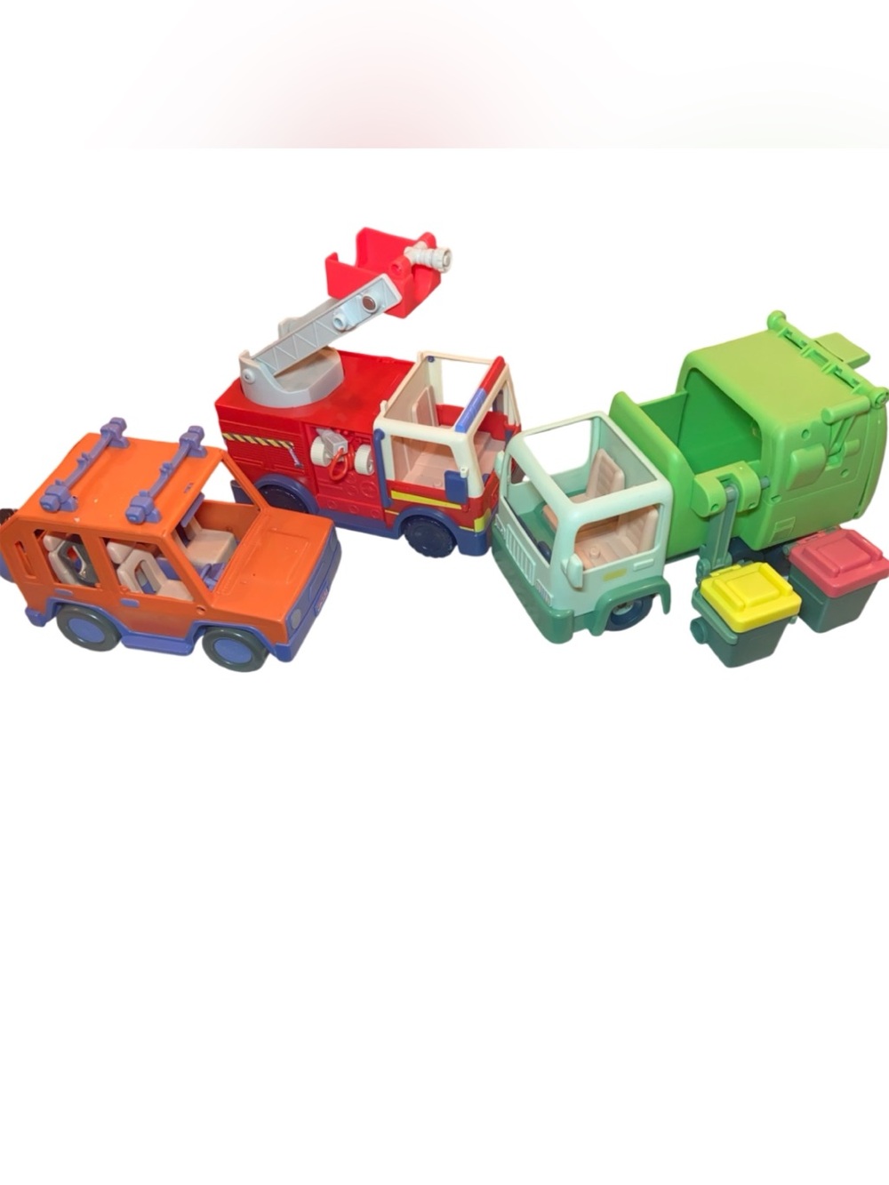 Bluey & Friends Fire Truck Engine & Recycling Garbage Truck & Car Vehicle LOT